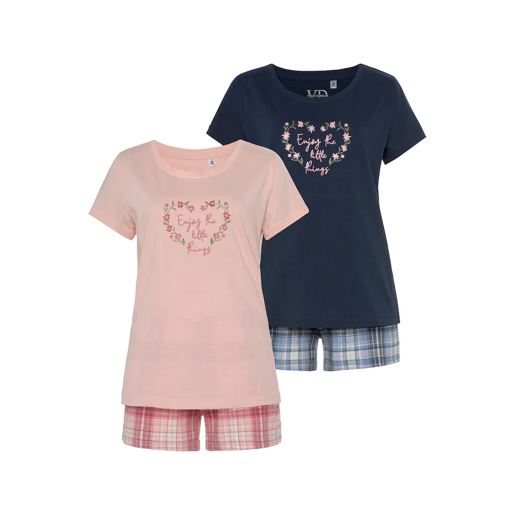 Vivance Dreams Shorty (Packung 4 Tlg. 2 Stück) Mit Karo- Und Blumendruck Im Doppelpack Kaufen