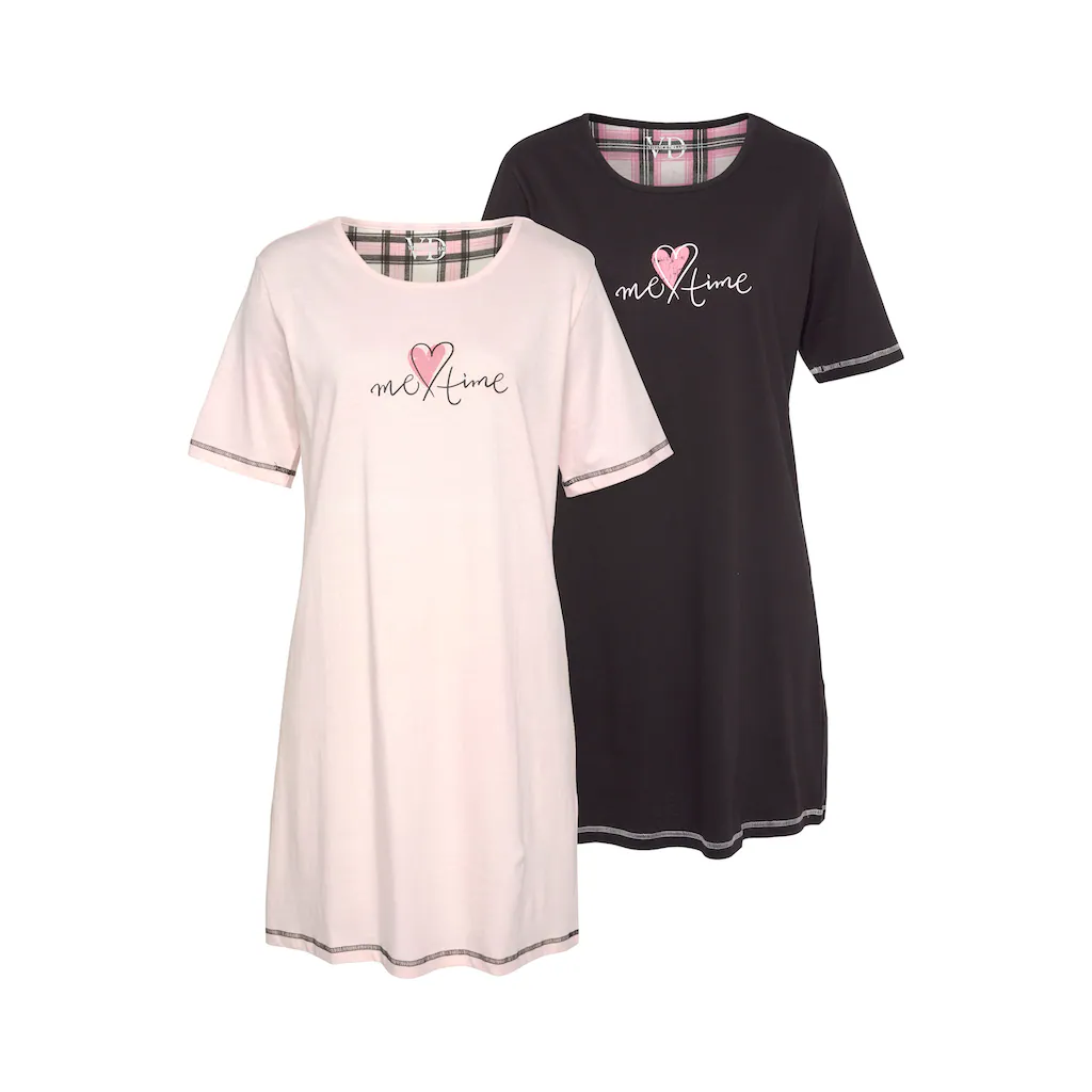 Vivance Dreams Sleepshirt (Packung 2 Stück) Im Doppelpack Mit Karomuster