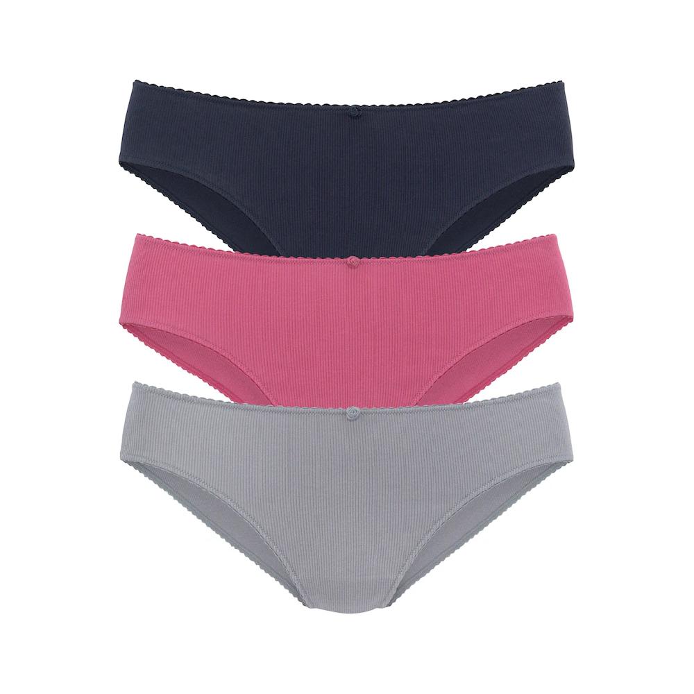 Vivance Jazz-Pants Slips (3er-Pack) aus weicher und elastischer Rippware mit zartem Röschen vorn ▷ für