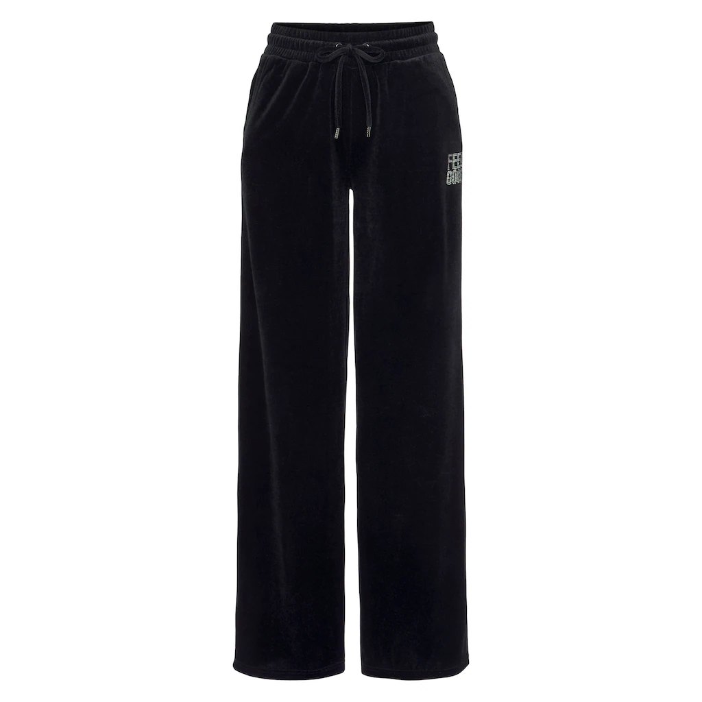 Vivance Nickihose »-Loungehose« Mit Glänzendem Schmucksteinchen Wording Kaufen