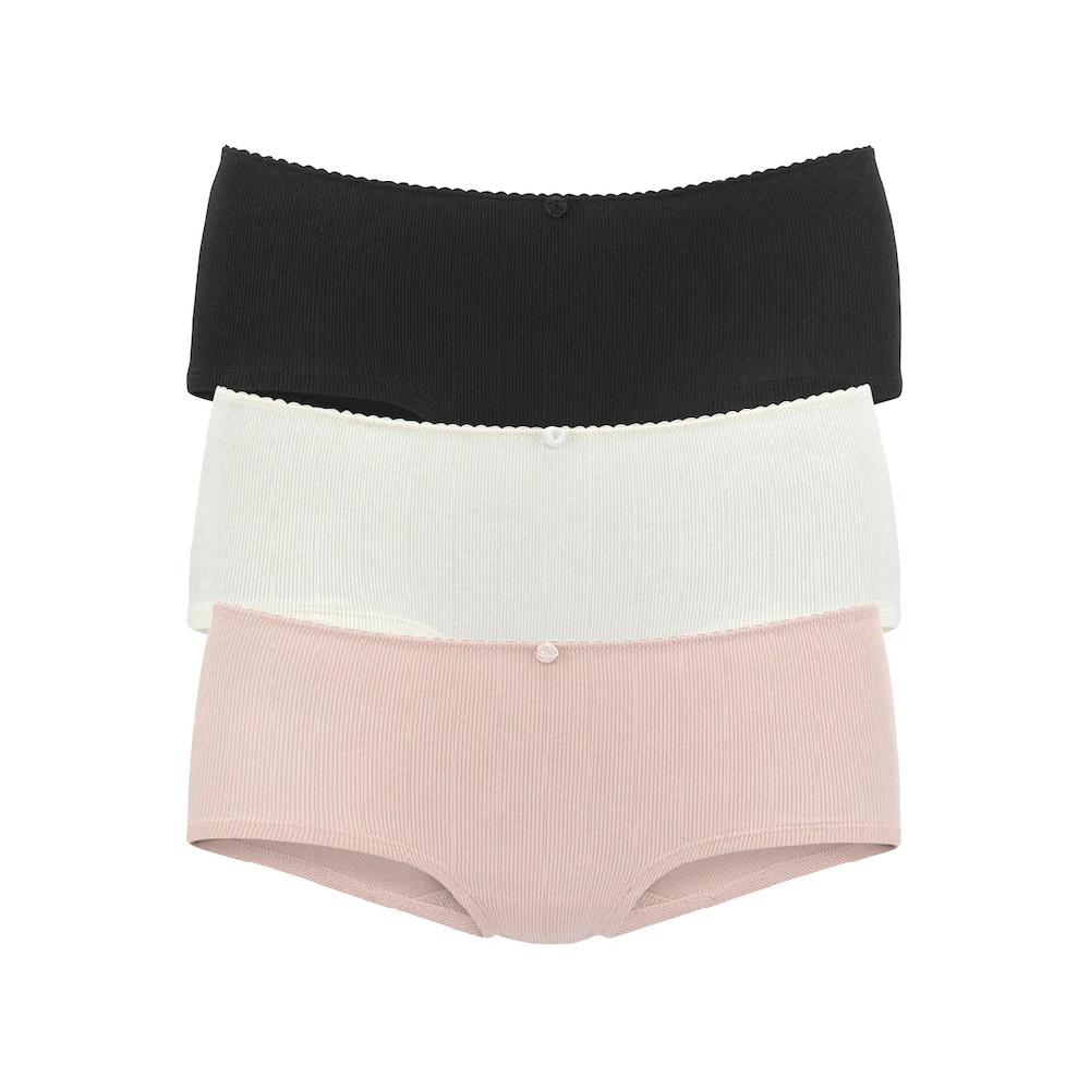 Vivance Panty (3er-Pack) aus weicher und elastischer Rippware mit zartem Röschen vorn