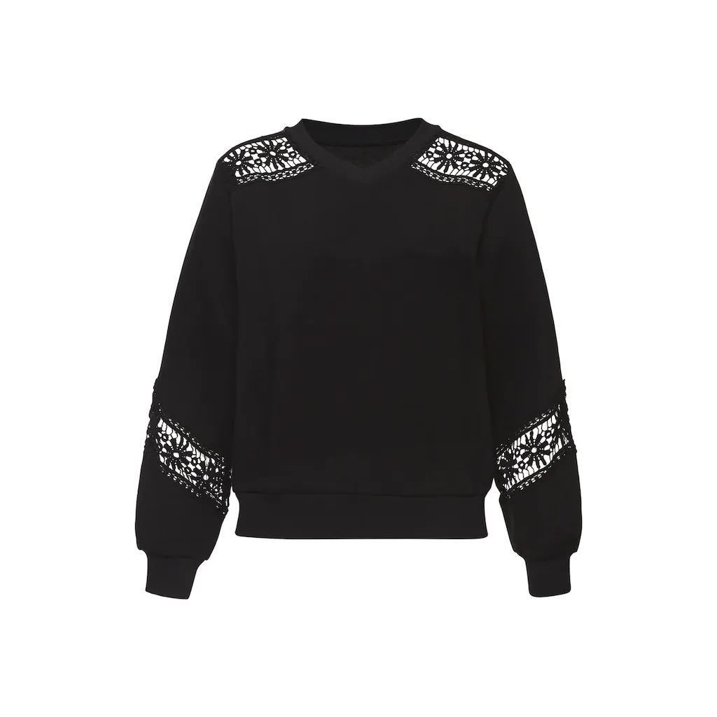 Vivance Sweatshirt Mit Spitzeneinsätzen An Schulter Und Ärmel