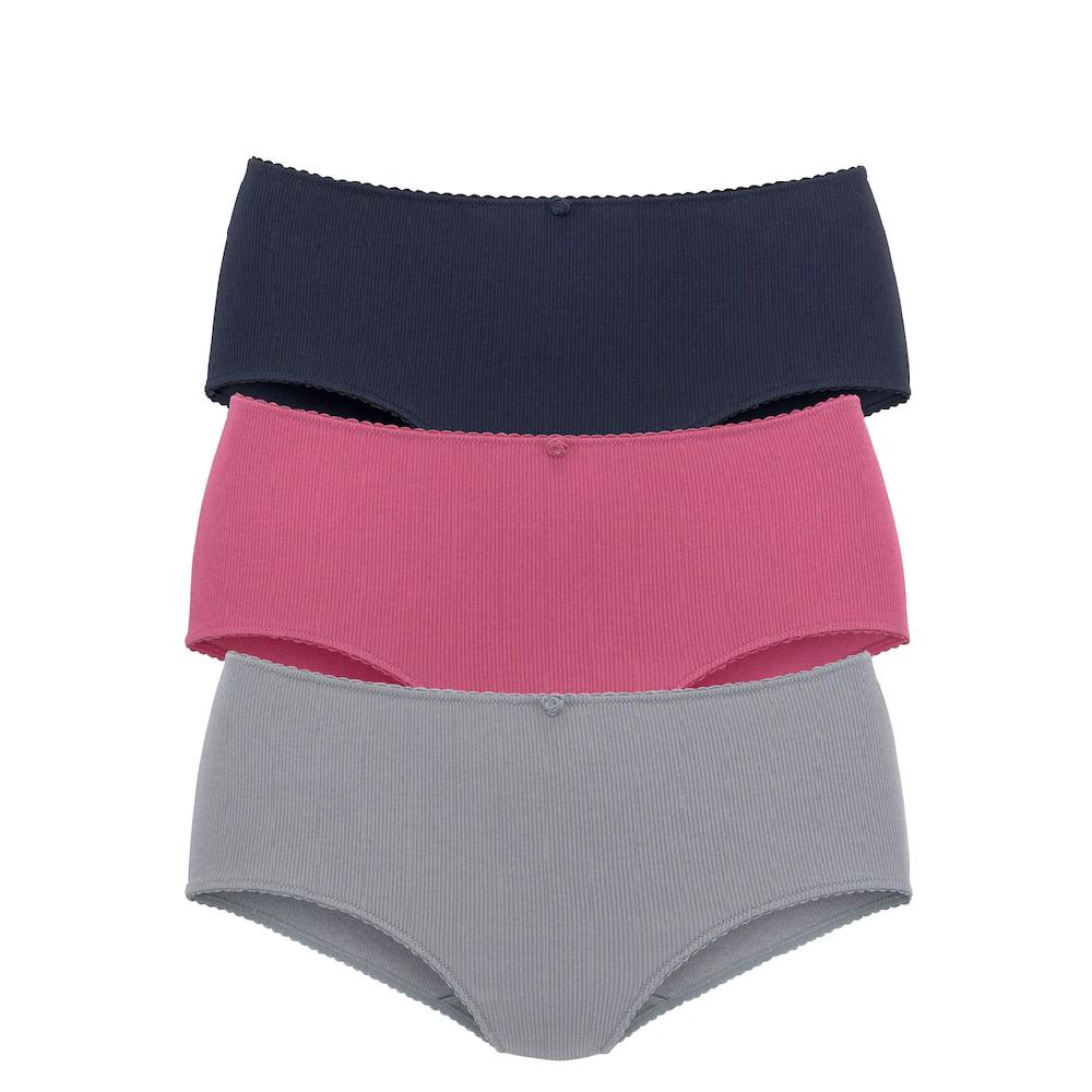Vivance Taillenslip (3er-Pack) aus weicher und elastischer Rippware mit zartem Röschen vorn kaufen