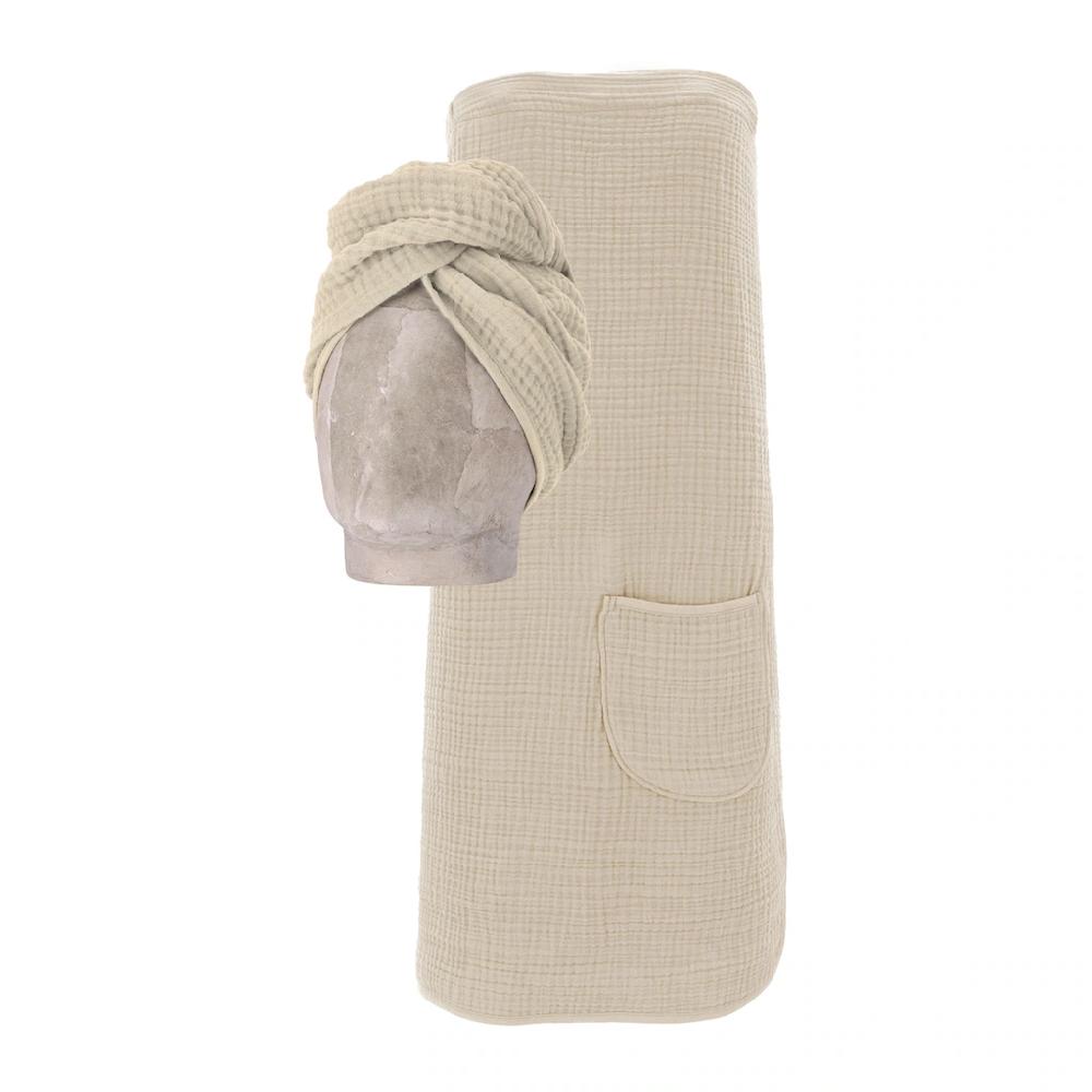 Vossen Kilt »Wellness Set ideal für Sauna & Spa Hotelbademantel Morgenmantel« (2 St. Turban) Spa Dress + Turban in einem Set inkl. Geschenkverpackung