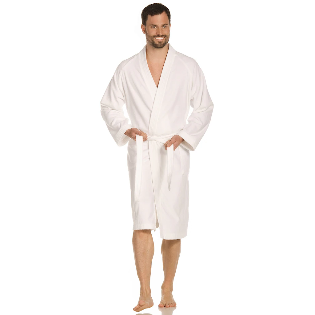 Vossen Unisex-Bademantel »Dallas ideal für Sauna & Spa Hotelbademantel Morgenmantel« (1 St.) für Damen & Herren reine Baumwolle mit Kimono-Kragen