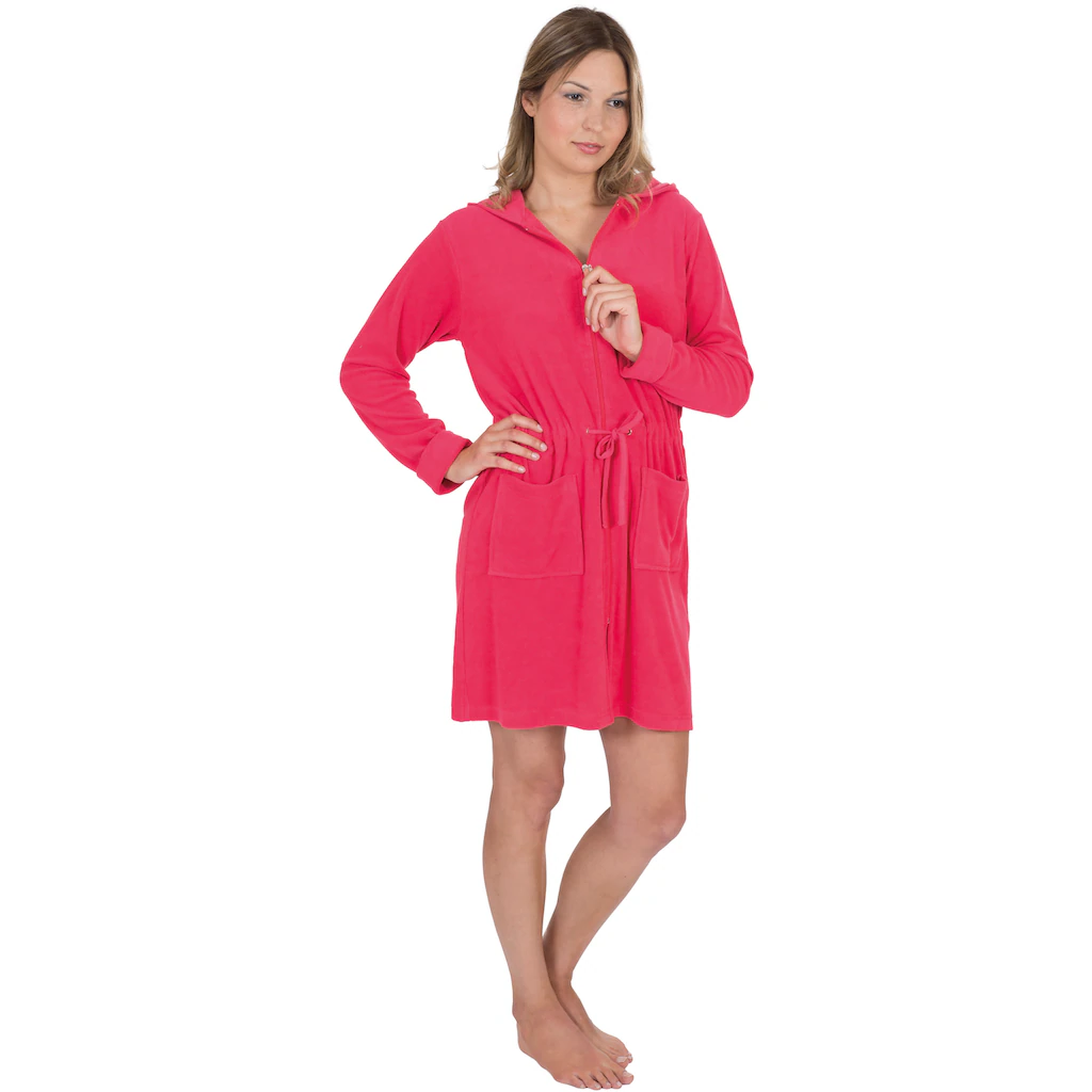 Wewo fashion Damenbademantel »031 ideal für Sauna & Spa Hotelbademantel Morgenmantel« (1 St.) & Tunnelzug zum Binden kurz