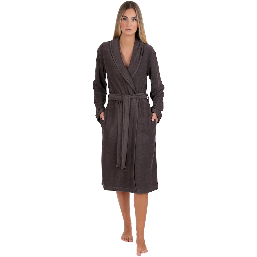 Wewo fashion Damenbademantel »4030 ideal für Sauna & Spa Hotelbademantel Morgenmantel« (1 St.) beidseitige Frotteeschlingen
