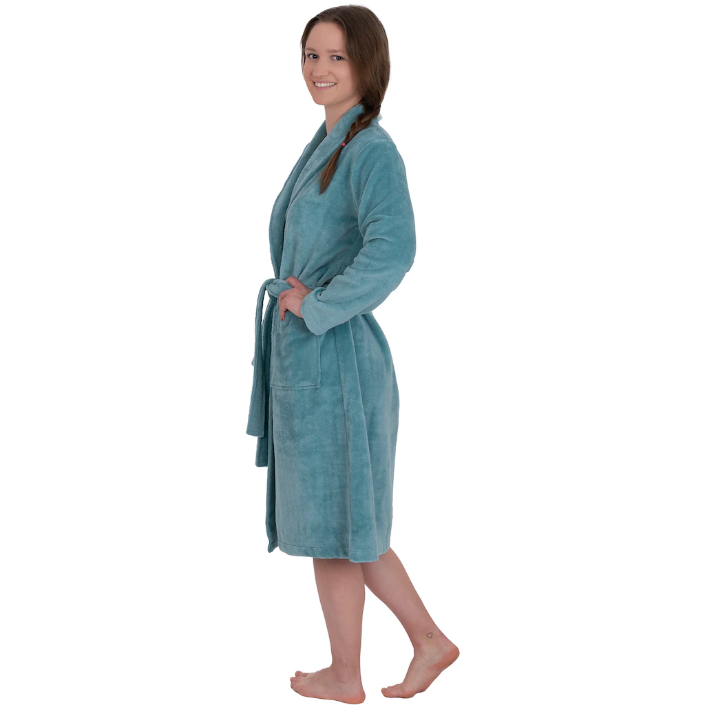 Wewo Fashion Damenbademantel »ideal Für Sauna & Spa Hotelbademantel Morgenmantel« (1 St.) Kuscheliger Schalkragen Lang