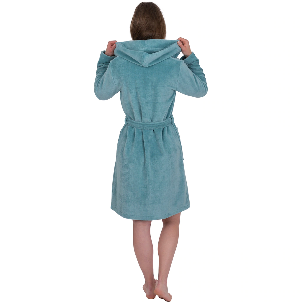 Wewo Fashion Damenbademantel »ideal Für Sauna & Spa Hotelbademantel Morgenmantel« (1 St.) Mit Kapuze Kurz