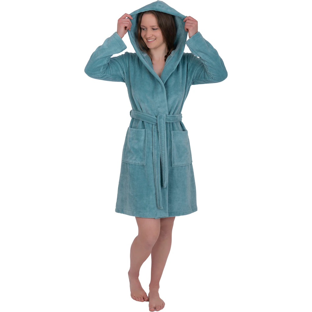 Wewo fashion Damenbademantel »ideal für Sauna & Spa Hotelbademantel Morgenmantel« (1 St.) mit Kapuze kurz