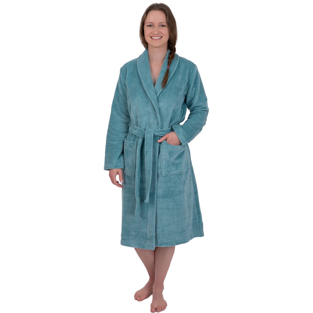 Wewo fashion Damenbademantel »ideal für Sauna & Spa Hotelbademantel Morgenmantel« (1 St.) kuscheliger Schalkragen lang