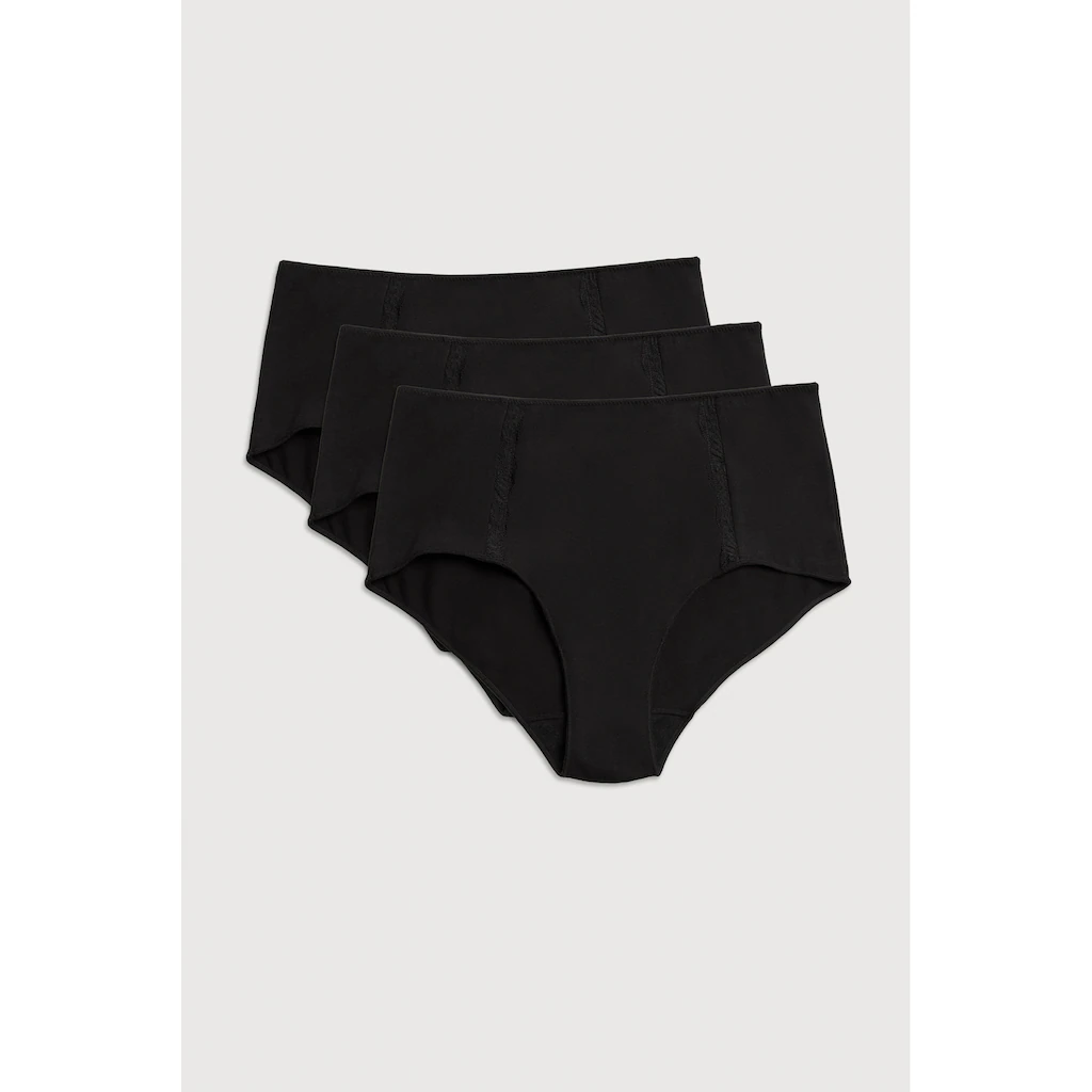 YSABEL MORA Maxislip »BASIC COLLECTION COTTON WITH LACE« (3er Pack) Mit Romantischem Touch Durch Spitzen-Applikationen Online Bestellen