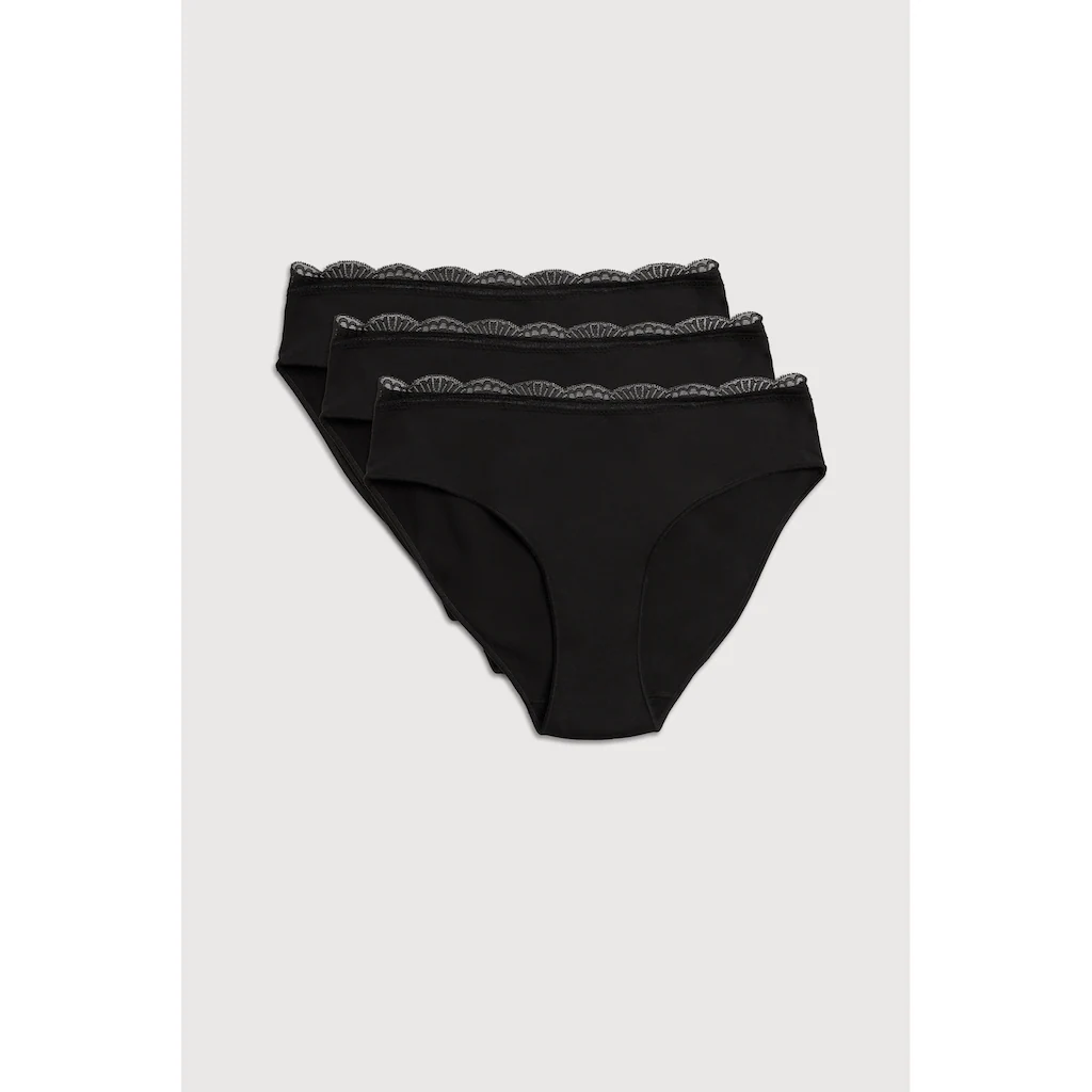 YSABEL MORA Midislip »BASIC COLLECTION COTTON WITH LACE« (3er Pack) mit bedecktem Schnitt und feiner Spitze kaufen