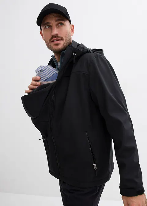 Bonprix 2-in-1 Softshelljacke Für Herren Mit Trageeinsatz - Schwarz
