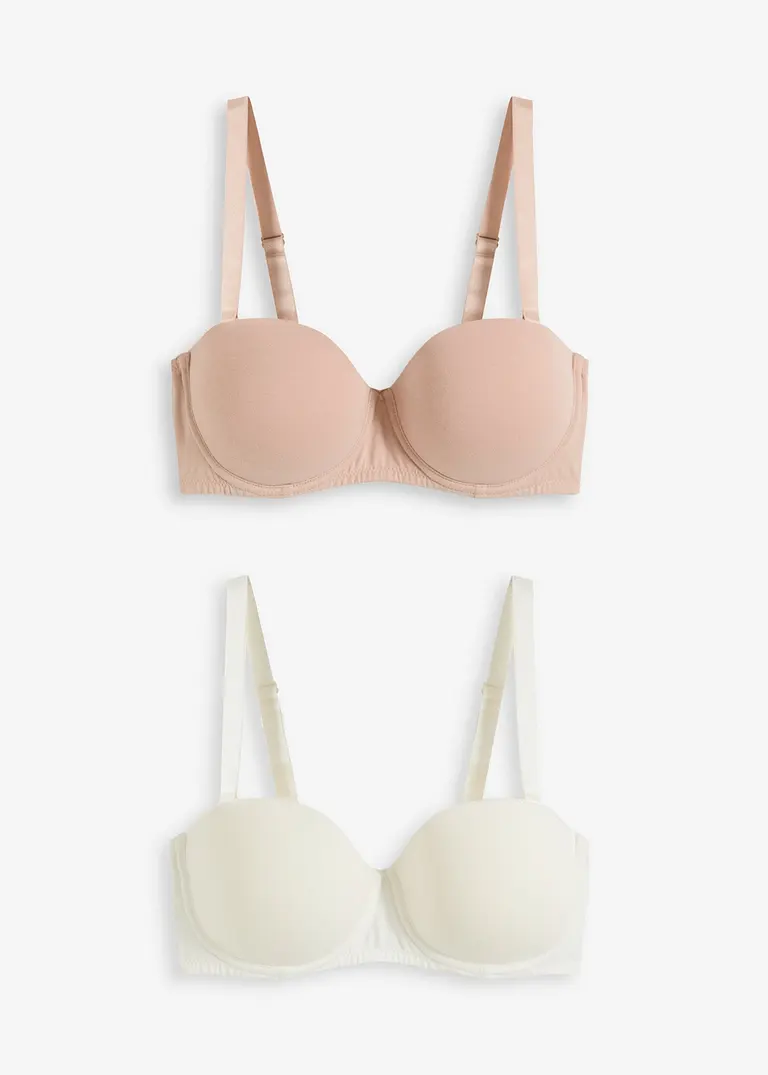 bonprix 2er-Pack trägerlose BHs mit transparenten Trägern