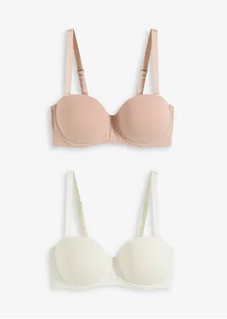 bonprix 2er-Pack trägerlose BHs mit transparenten Trägern