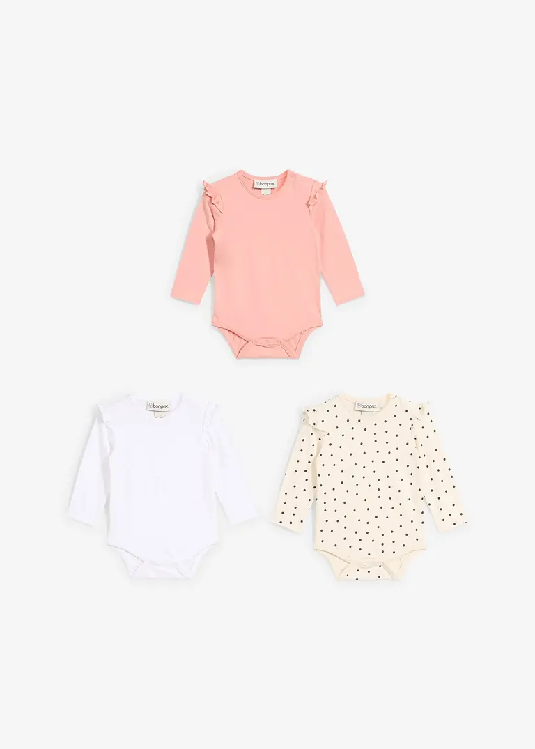 Bonprix 3er Packung Baby Bodies Mit Rüschen Und Knöpfen An Der Schulter Und Im Schritt