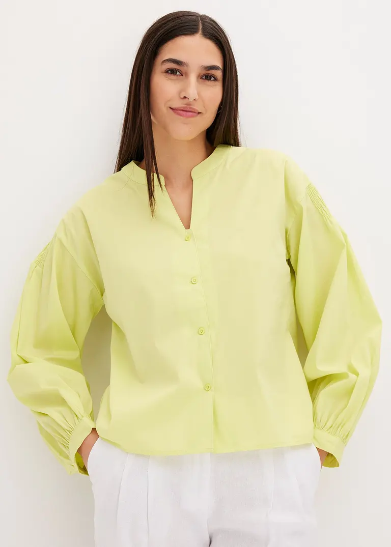 Bonprix A-Shape Bluse Mit Smoke-Details An Der Schulter Und Weite Ärmel
