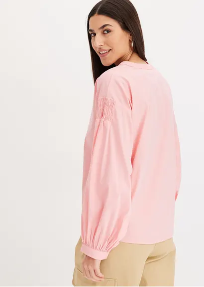 Bonprix A-Shape Bluse Mit Smoke-Details An Der Schulter Und Weite Ärmel