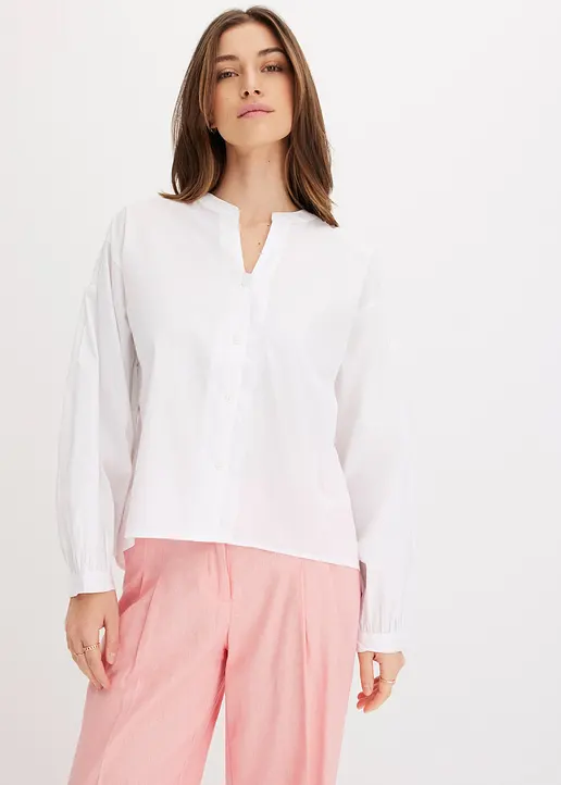 Bonprix A-Shape Bluse Mit Smoke-Details An Der Schulter Und Weite Ärmel