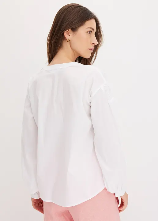 Bonprix A-Shape Bluse Mit Smoke-Details An Der Schulter Und Weite Ärmel
