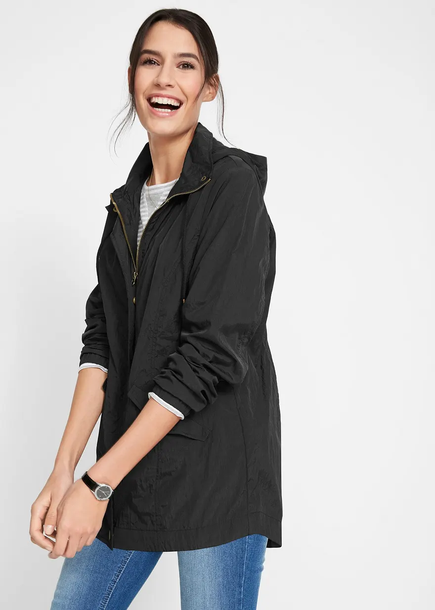 Bonprix Alltagstauglicher Parka Mit Zwei-Wege-Reißverschluss - Schwarz