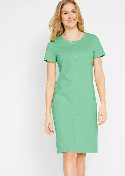 Bonprix Alltagstaugliches Baumwoll-Shirtkleid Mit Rundhals-Ausschnitt Kurzarm