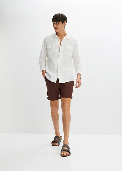 Bonprix Angesagte Chino-Bermuda Mit Gürtel Und Zwei Fake-Taschen Hinten Maschinenwaschbar