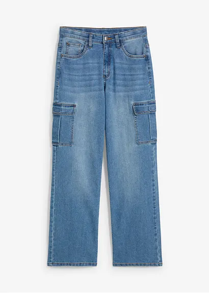 bonprix Angesagte Jungen Cargo-Jeans mit 6 Taschen - blau