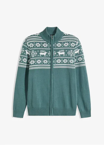 bonprix Angesagte Norweger-Strickjacke mit Bündchen an den Ärmeln und am Saum