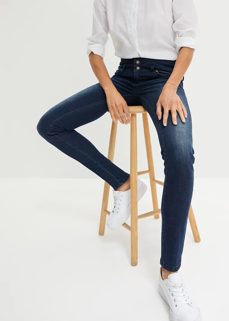 Bonprix Angesagte Skinny-Jeans Mit Knopfverschluss - Blau