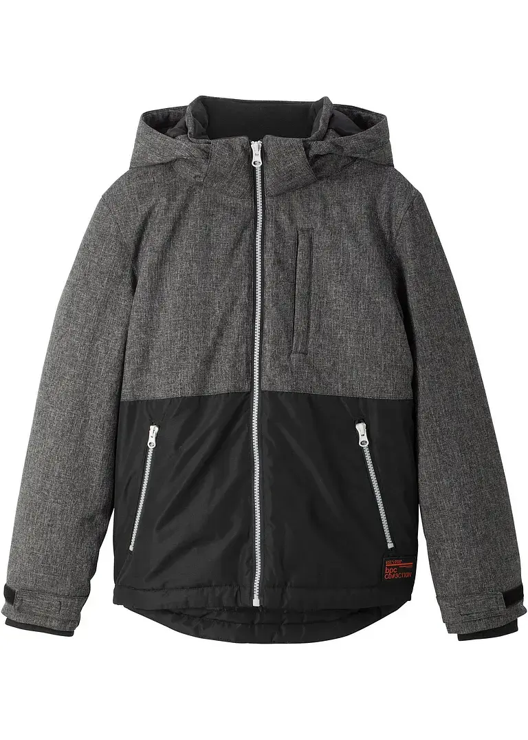 bonprix Angesagte Winterjacke im Materialmix und mit Kapuze - schwarz