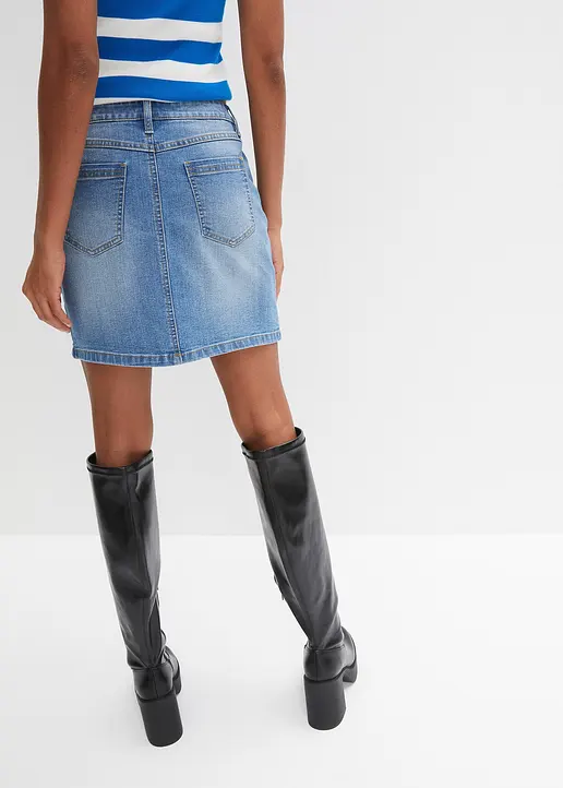 Bonprix Angesagter Jeans-Minirock Mit Nietendetails - Blau
