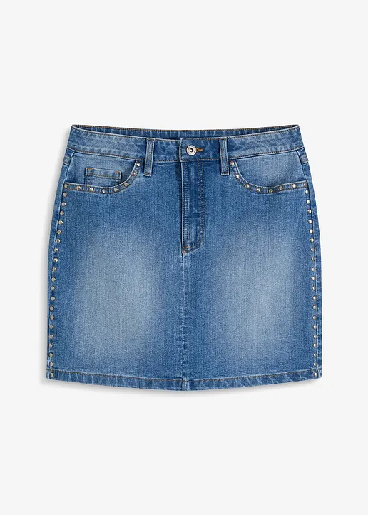 bonprix Angesagter Jeans-Minirock mit Nietendetails - blau