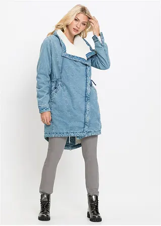 Bonprix Angesagter Jeansmantel Mit Teddyfellfutter - Blau