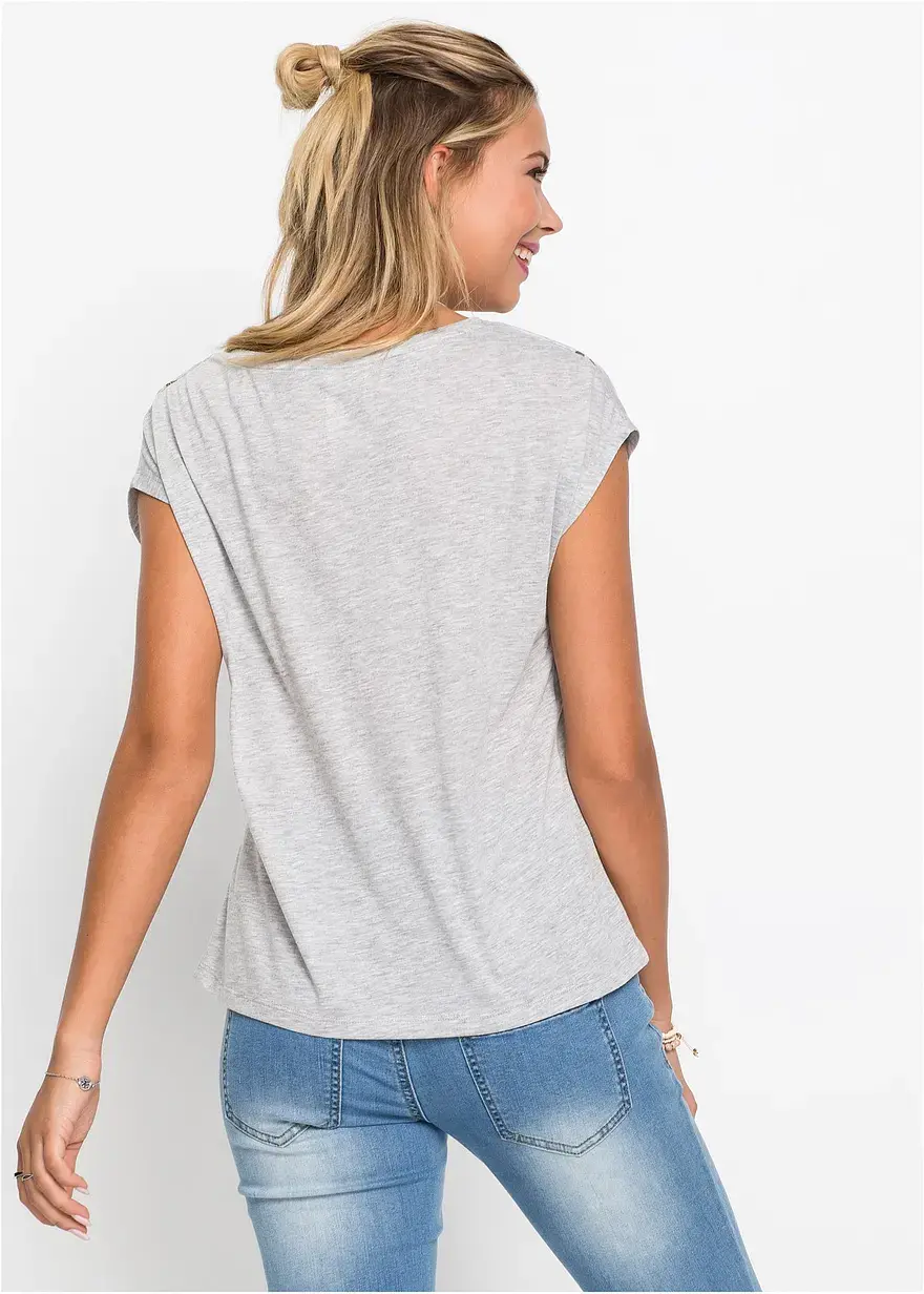 Bonprix Angesagtes Print-Shirt Mit Schmetterlingen Und Flügelärmeln