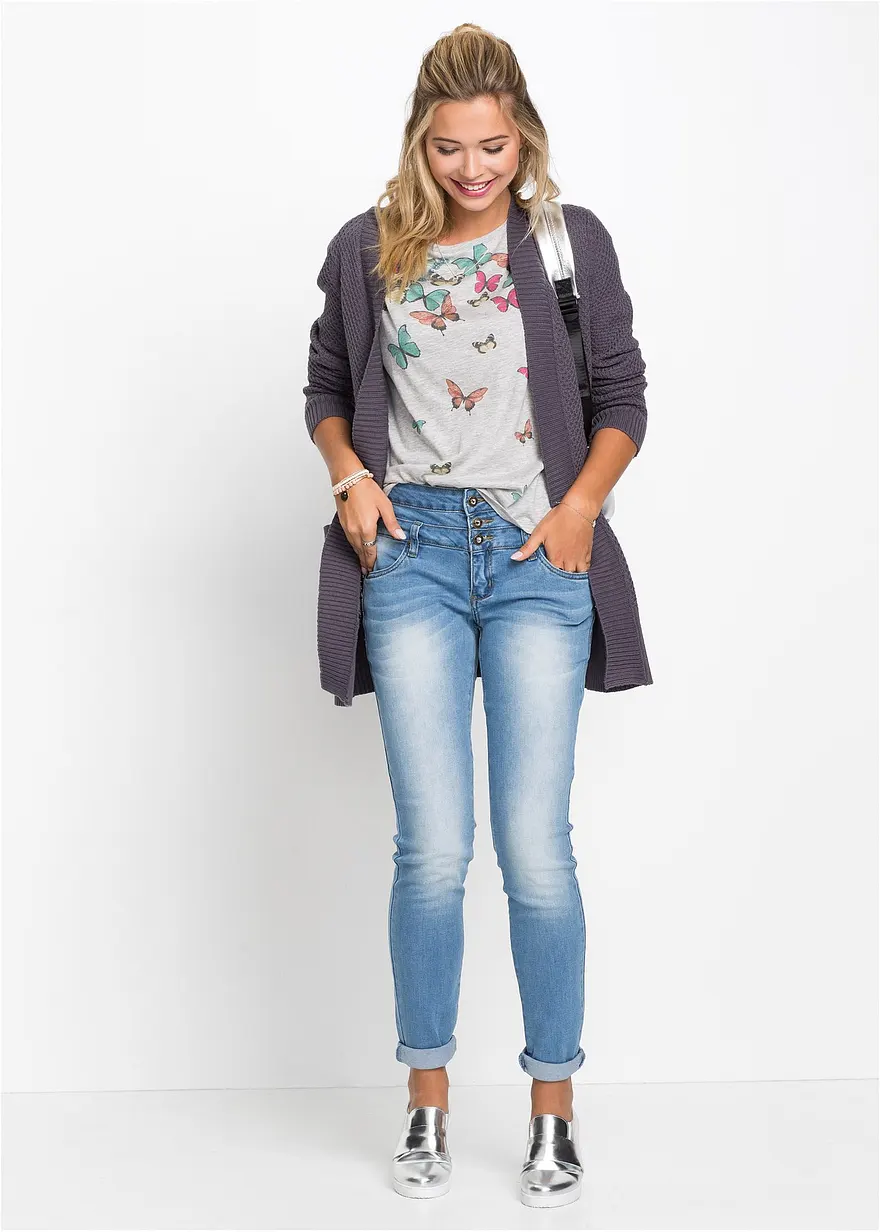 Bonprix Angesagtes Print-Shirt Mit Schmetterlingen Und Flügelärmeln