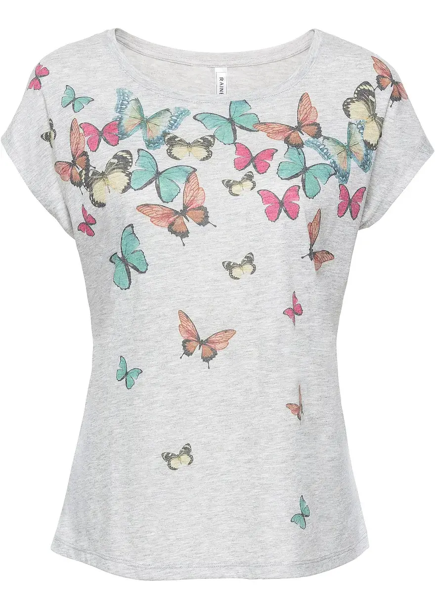 bonprix Angesagtes Print-Shirt mit Schmetterlingen und Flügelärmeln