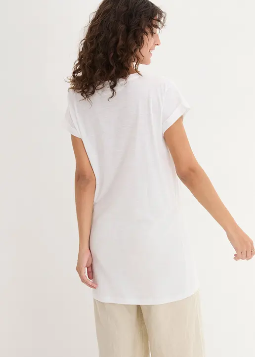 Bonprix Ansprechendes Boxy-Longshirt Mit Umschlagsaum An Den Ärmeln