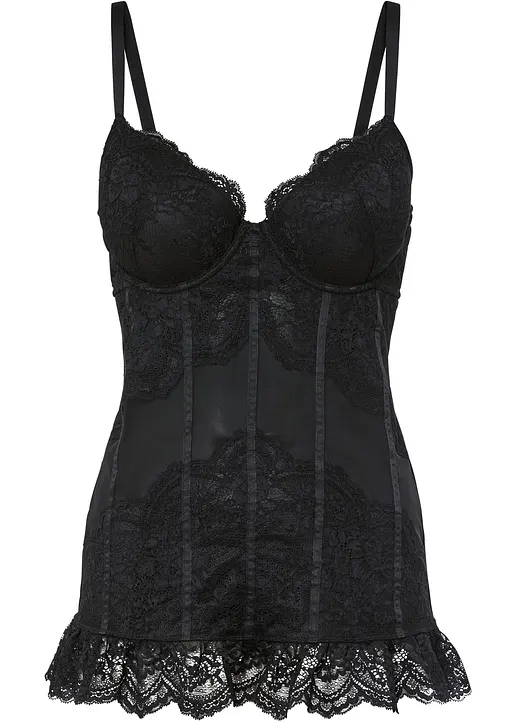 bonprix Anziehendes BH-Top mit attraktiven Details - schwarz Cup D