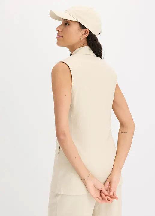 Bonprix Ärmelloser Und Zeitloser Blazer - Beige - Damen