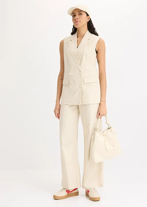 Bonprix Ärmelloser Und Zeitloser Blazer - Beige - Damen