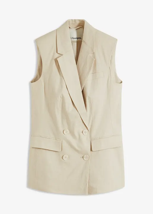 bonprix Ärmelloser und zeitloser Blazer - beige - Damen