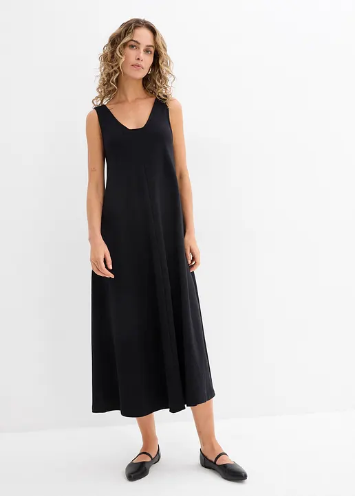 Bonprix Ärmelloses A-Linien Kleid Mit Einem Eckigen V-Ausschnitt Und Einem Tiefen Rückenausschnitt
