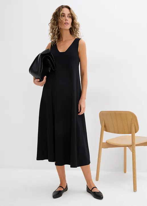 Bonprix Ärmelloses A-Linien Kleid Mit Einem Eckigen V-Ausschnitt Und Einem Tiefen Rückenausschnitt