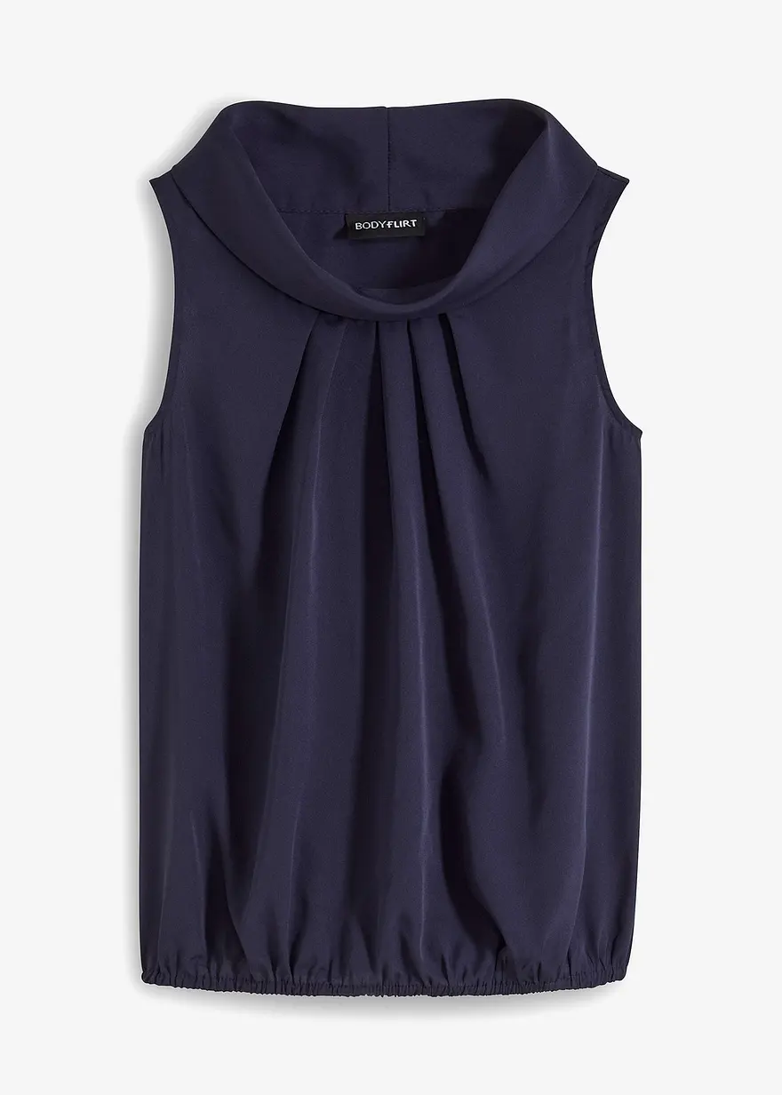 bonprix Ärmelloses Blusentop mit Drapierung - blau - Damen