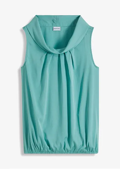 bonprix Ärmelloses Blusentop mit Drapierung - grün - Damen
