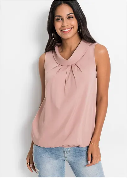 Bonprix Ärmelloses Blusentop Mit Drapierung - Rosa - Damen