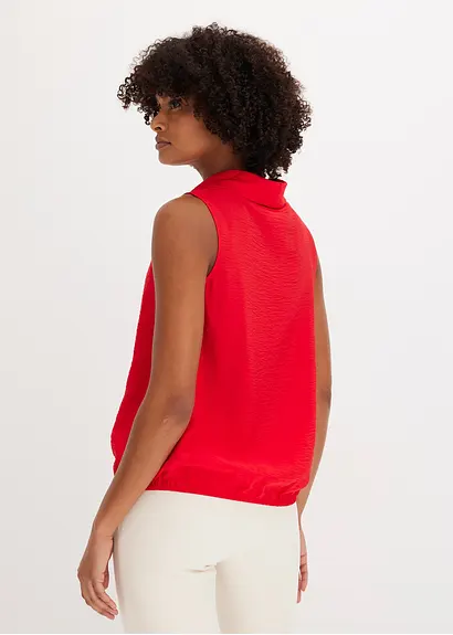 Bonprix Ärmelloses Blusentop Mit Drapierung - Rot - Damen