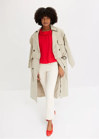 Bonprix Ärmelloses Blusentop Mit Drapierung - Rot - Damen